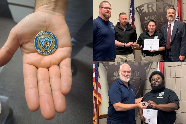 Coin and people receiving awards