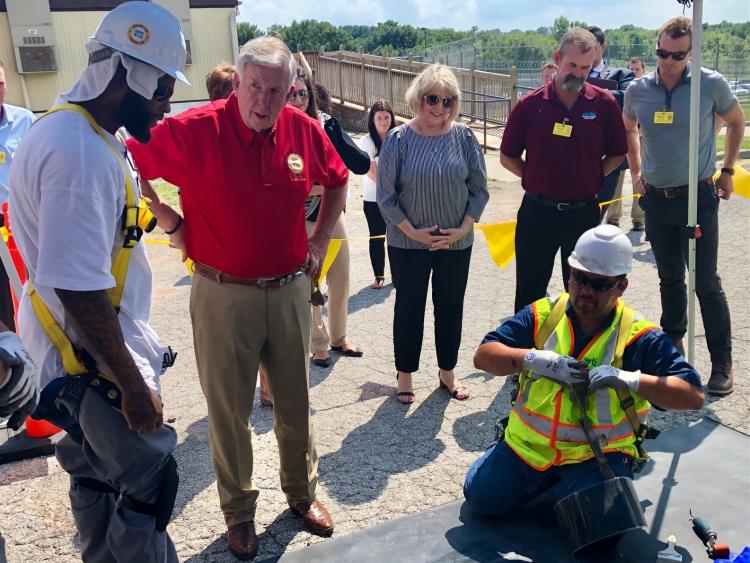 Roofing students with Governor Parson.